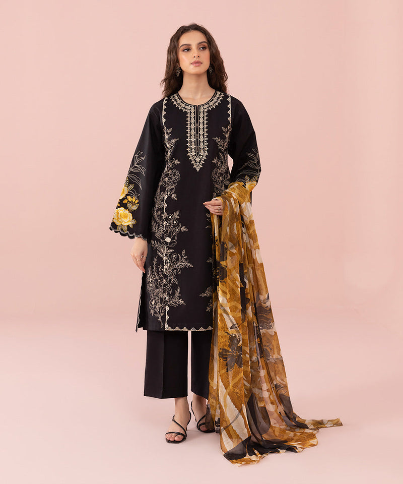 3 Piece - Embroidered Cambric Suit