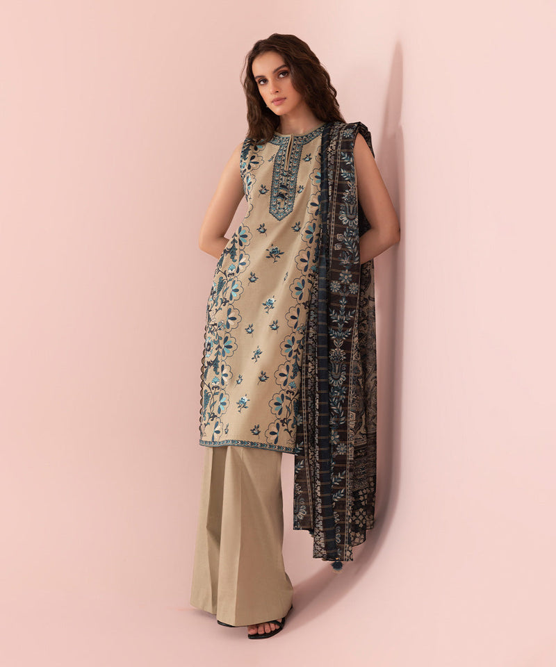 3 Piece - Embroidered Cambric Suit