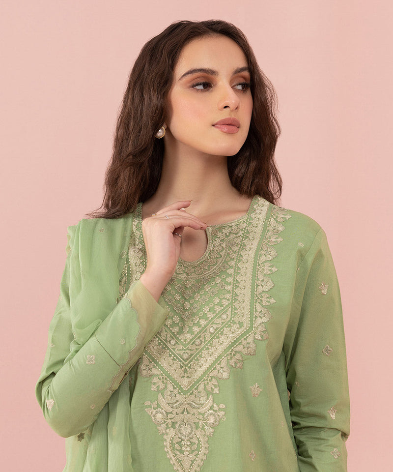 3 Piece - Embroidered Cambric Suit