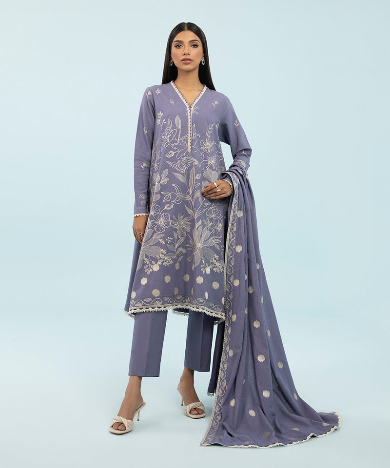 3 Piece - Embroidered Cotton Karandi Suit