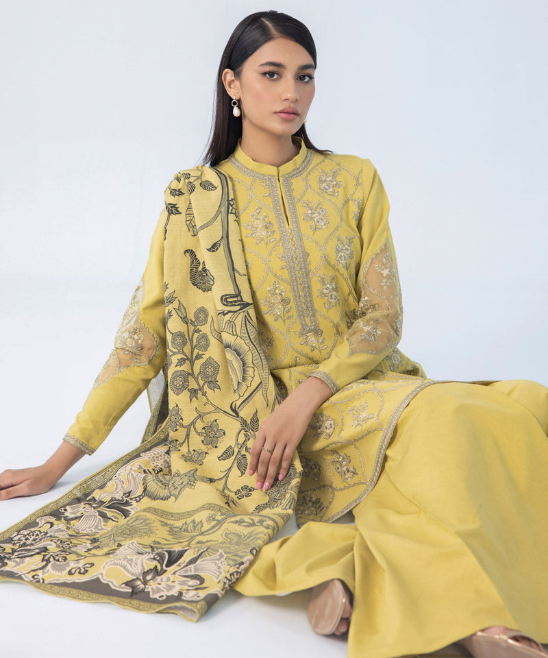 3 Piece - Embroidered Cotton Karandi Suit