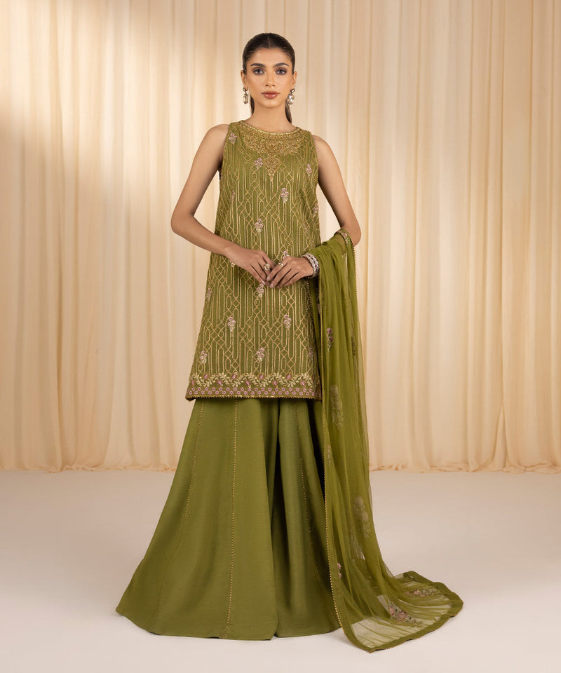 3 Piece - Embroidered Organza Suit