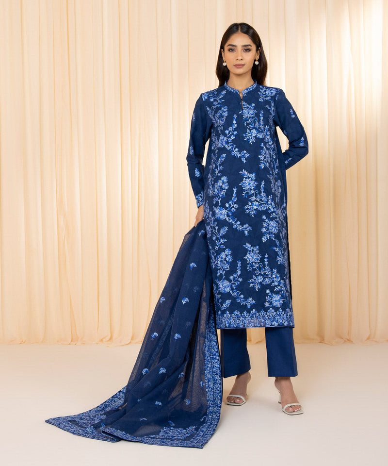 3 Piece - Embroidered Jacquard Suit