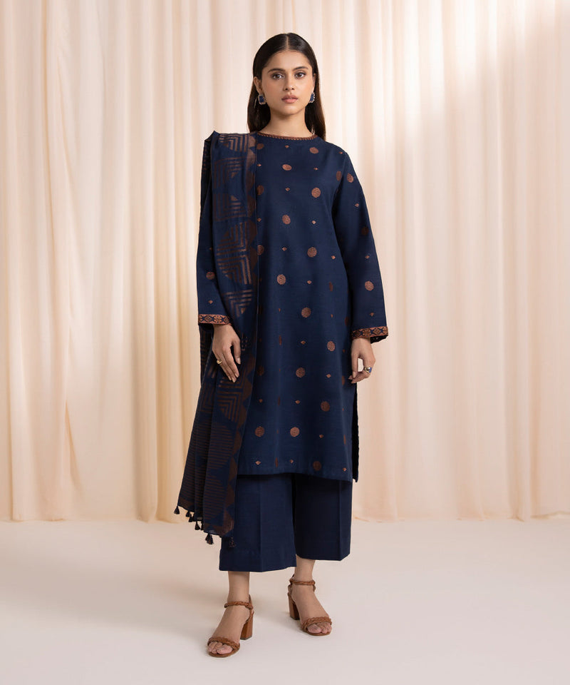 3 Piece - Embroidered Khaddar Suit