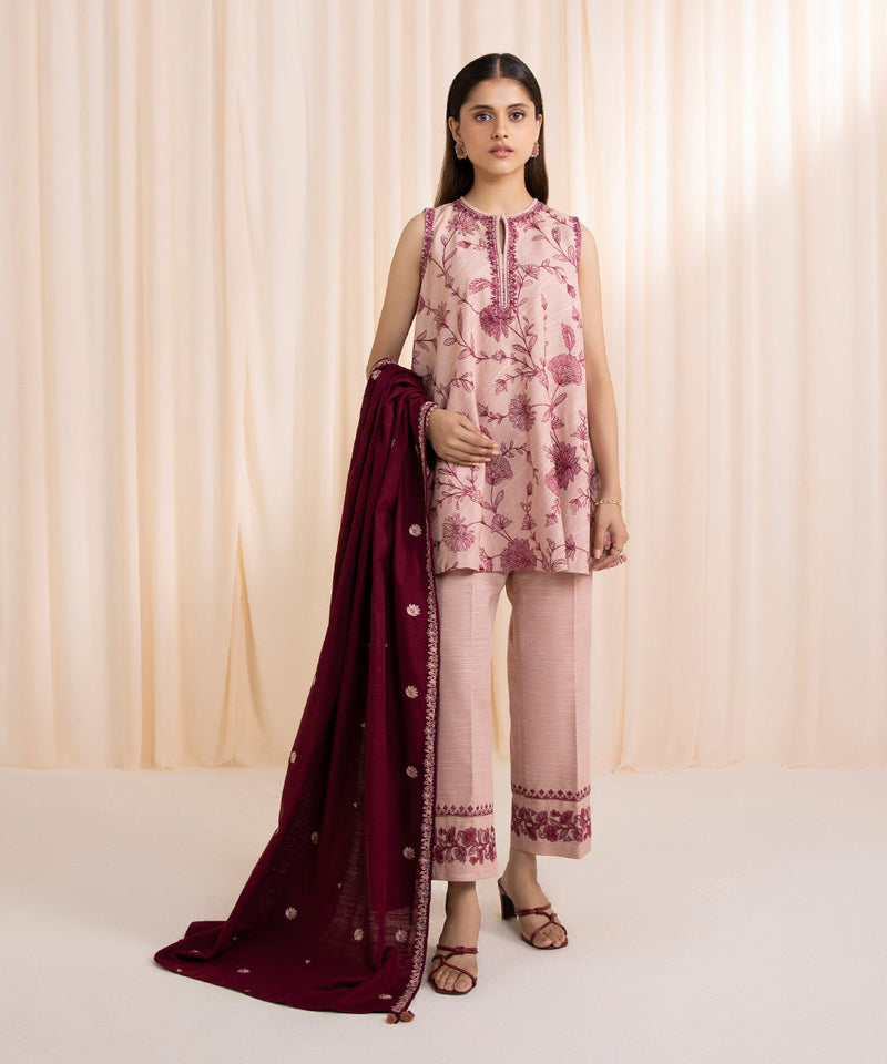 3 Piece - Embroidered Khaddar Suit