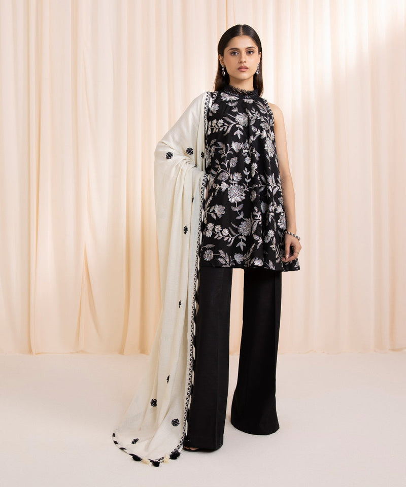 3 Piece - Embroidered Khaddar Suit