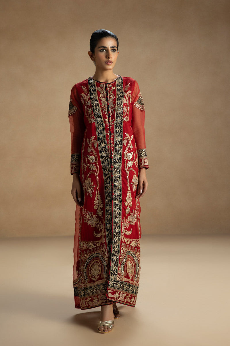 Embroidered Organza Pishwas