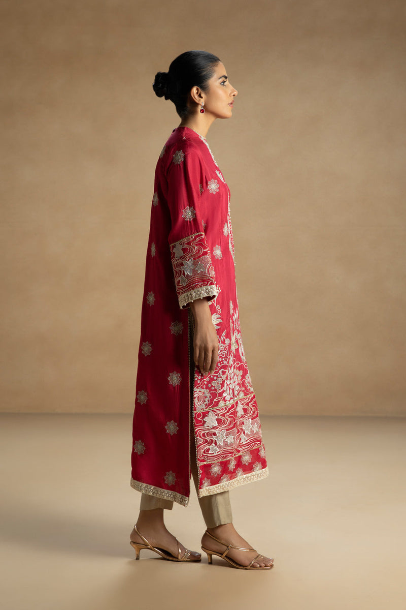 Embroidered Raw Silk Shirt