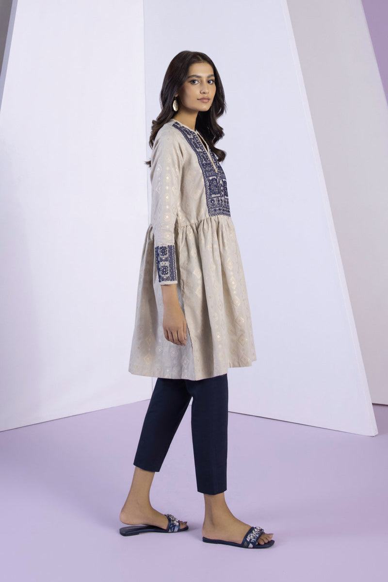 Embroidered Jacquard Kurti