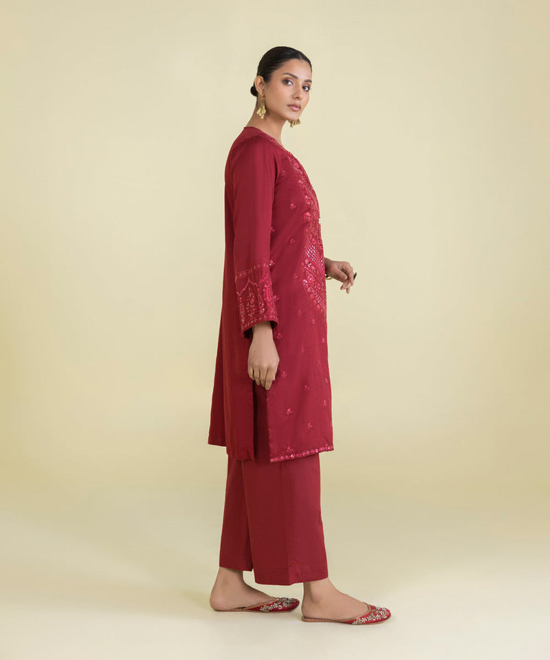 Embroidered Cotton Satin Shirt