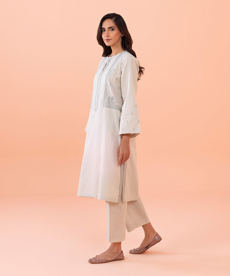 2 Piece - Embroidered Cotton Linen Suit