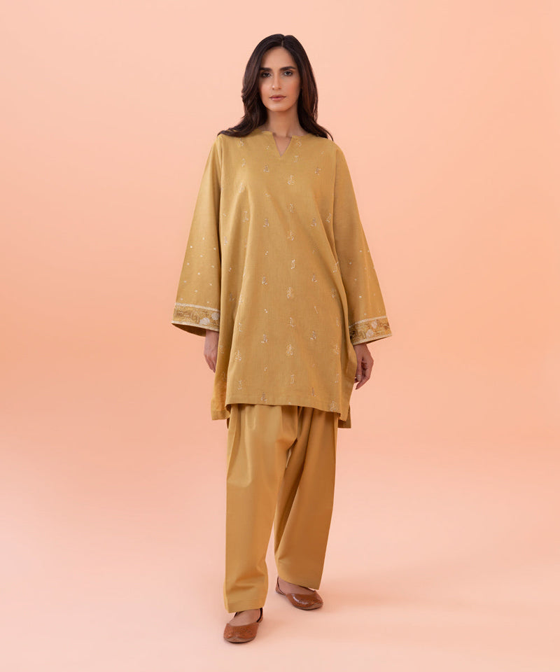 2 Piece - Embroidered Cotton Linen Suit