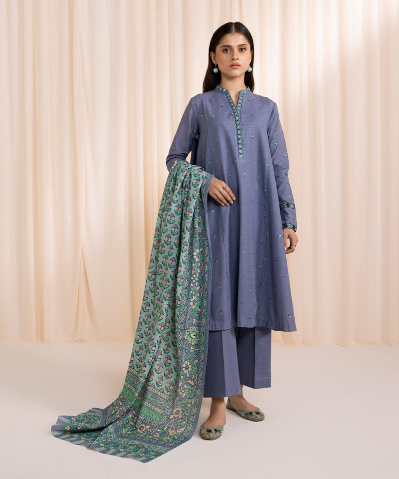 3 Piece - Embroidered Khaddar Suit
