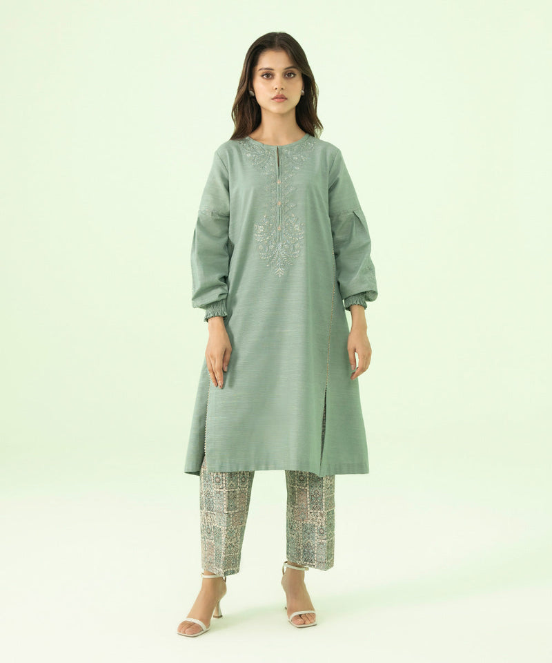 2 Piece - Embroidered Khaddar Suit