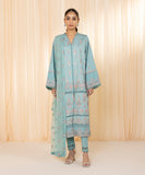 3 Piece - Embroidered Cotton Satin Suit