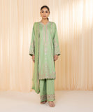 3 Piece - Embroidered Cotton Satin Suit