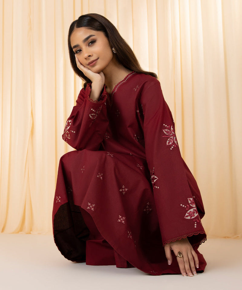 2 Piece - Embroidered Cambric Suit