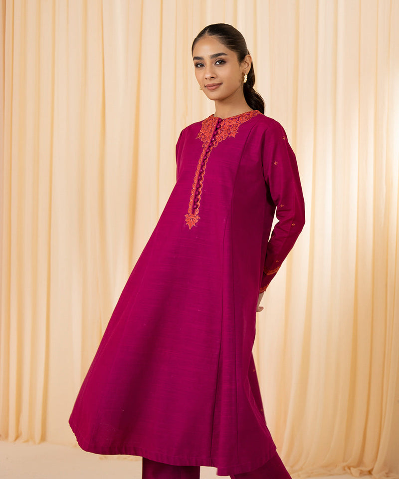 2 Piece - Embroidered Khaddar Suit