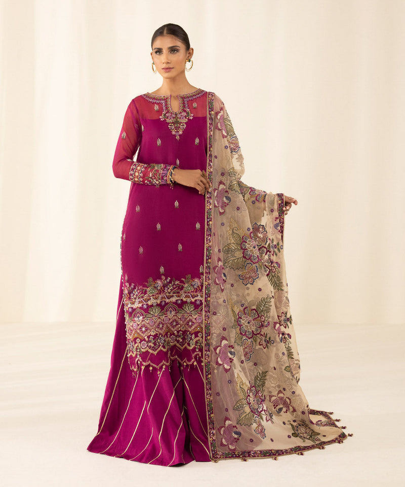 3 Piece - Embroidered Organza Suit