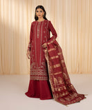 3 Piece - Embroidered Raw Silk Suit