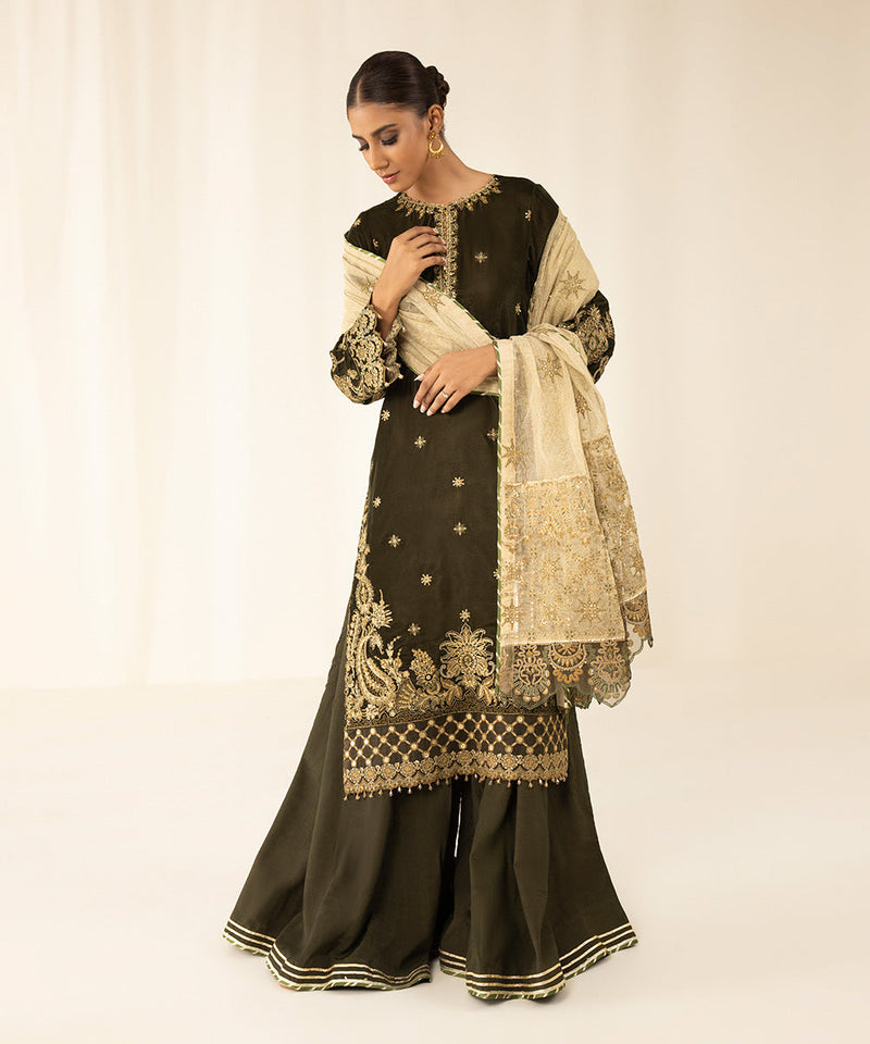 3 Piece - Embroidered Velvet Suit