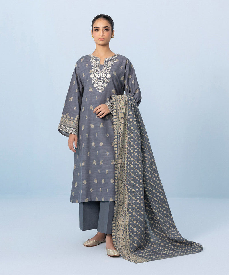 3 Piece - Embroidered Khaddar Suit