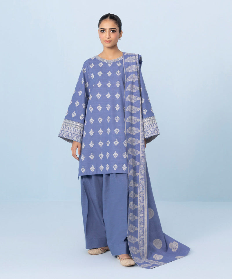 3 Piece - Embroidered Khaddar Suit