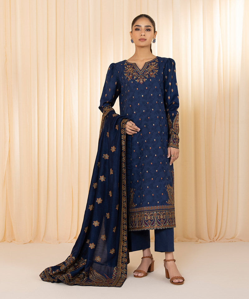 3 Piece - Embroidered Jacquard Suit