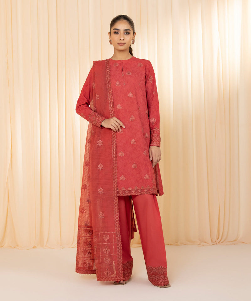 3 Piece - Embroidered Jacquard Suit