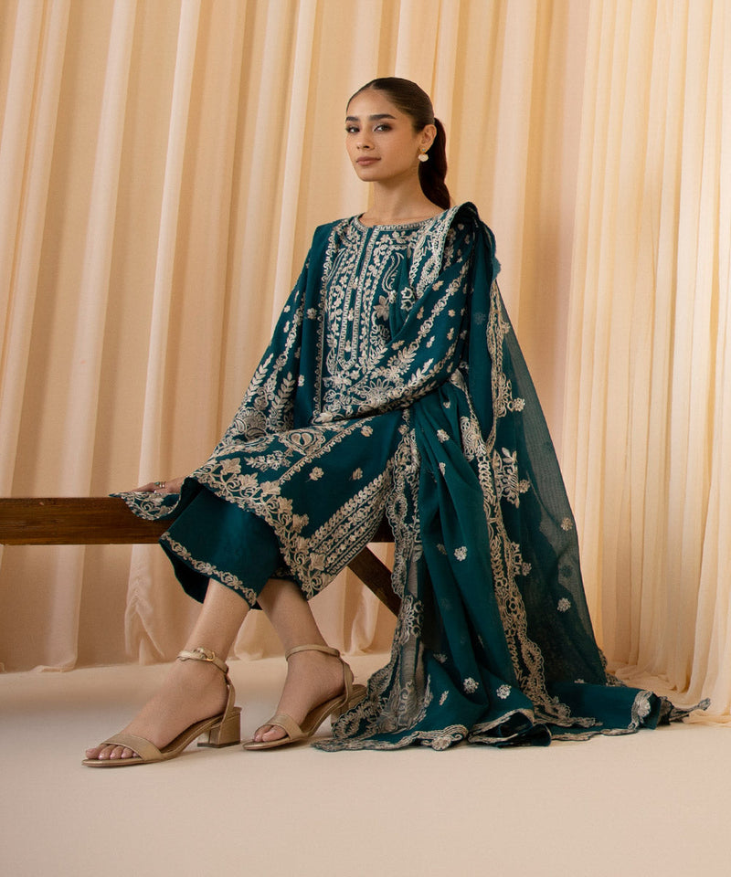 3 Piece - Embroidered Cotton Karandi Suit