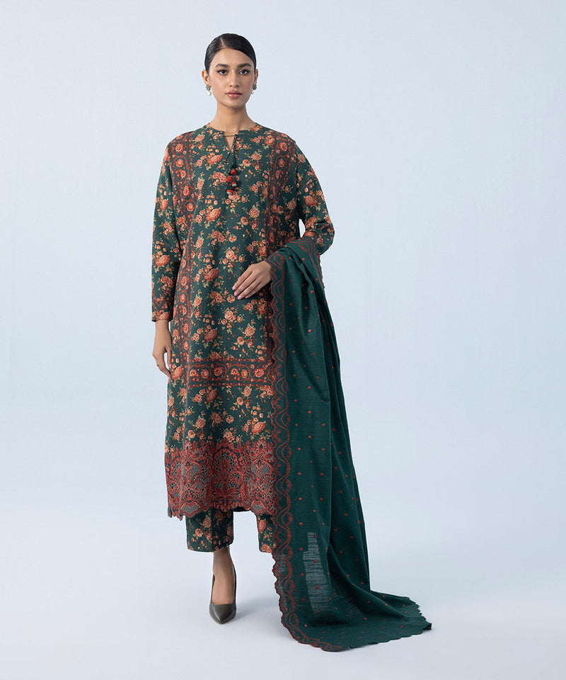 3 Piece - Embroidered Khaddar Suit