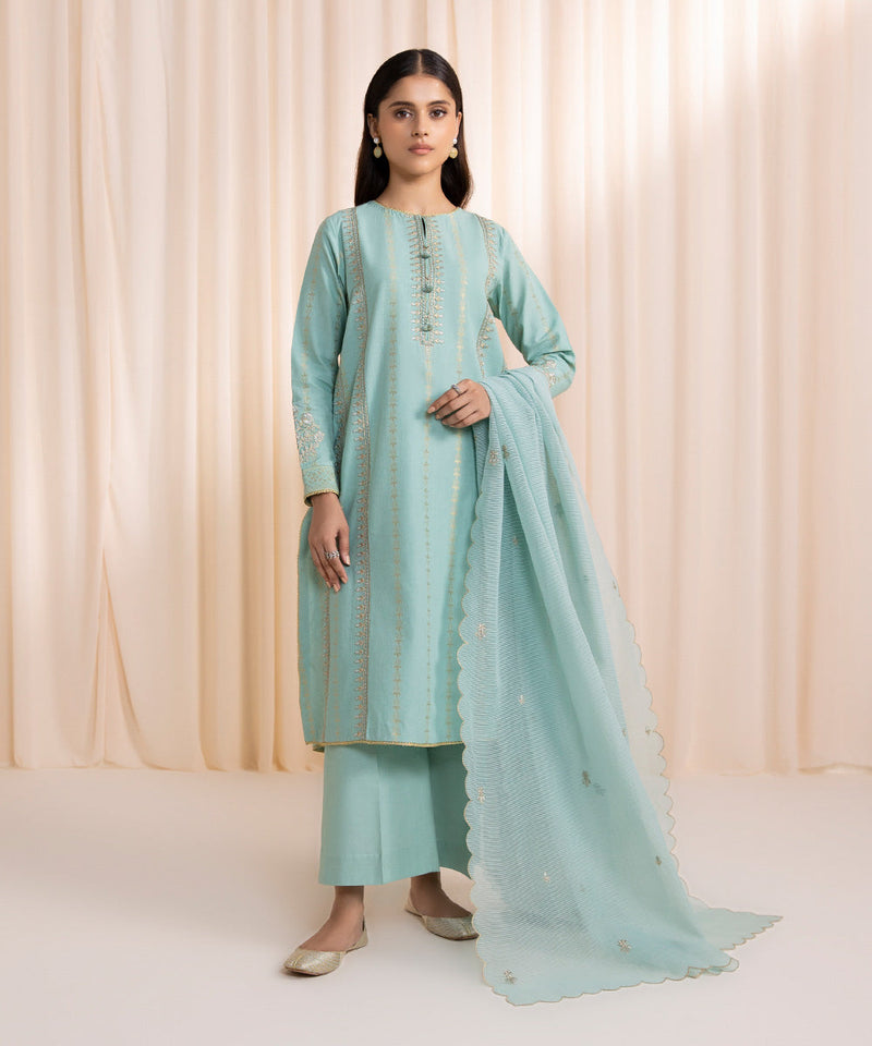 3 Piece - Embroidered Jacquard Suit