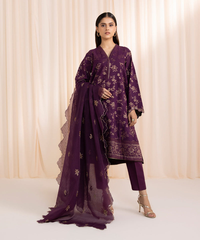3 Piece - Embroidered Jacquard Suit