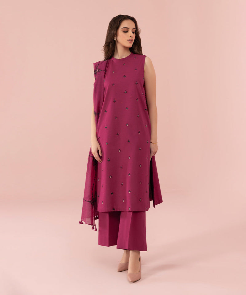 3 Piece - Embroidered Multi Neps Suit