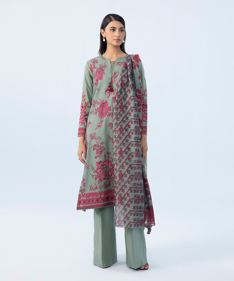 3 Piece - Embroidered Cotton Karandi Suit