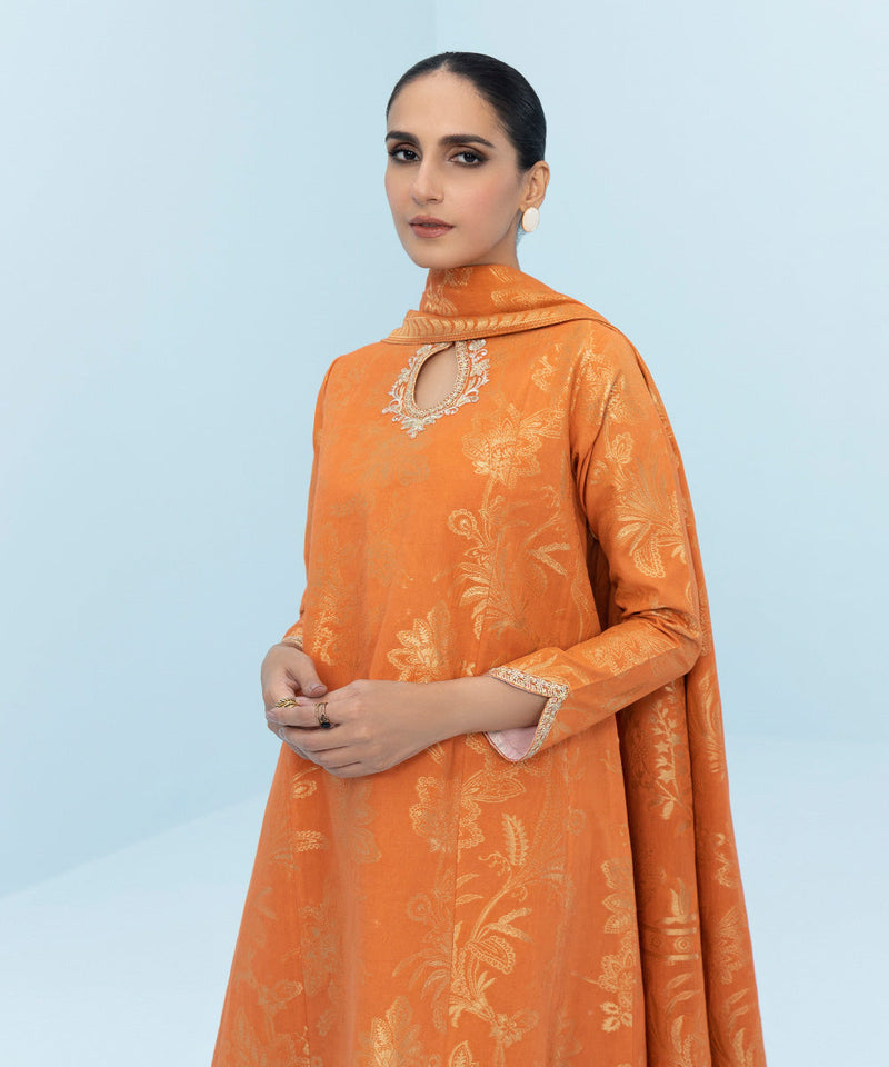 3 Piece - Embroidered Jacquard Suit