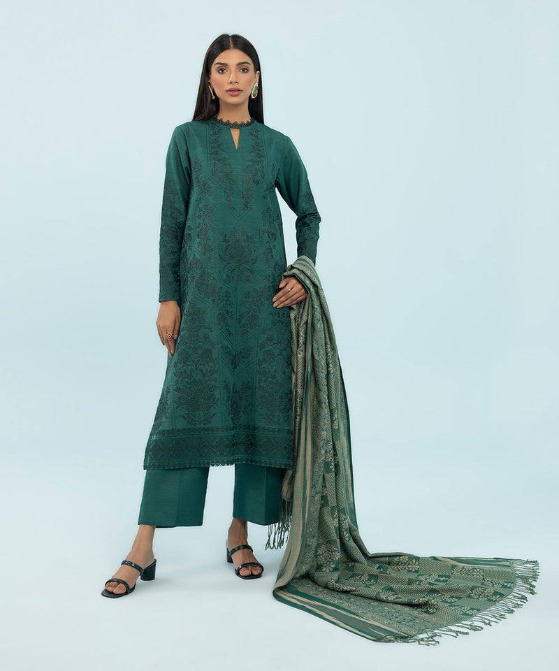 3 Piece - Embroidered Khaddar Suit