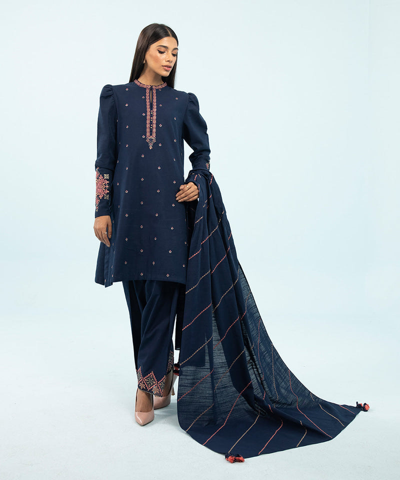 3 Piece - Embroidered Khaddar Suit