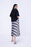 Striped Pleated Satin Skirt