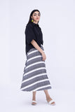 Striped Pleated Satin Skirt