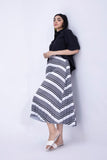 Striped Pleated Satin Skirt