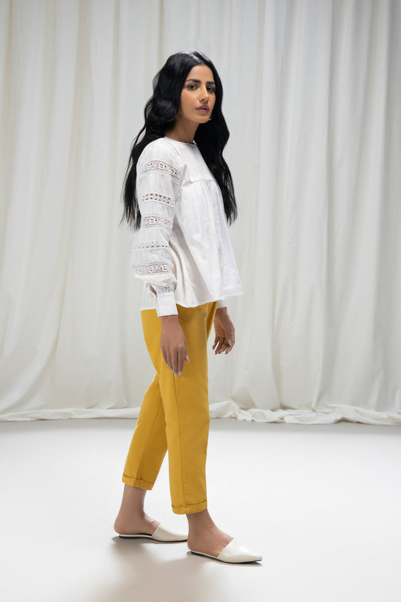 White Textured Lace Blouse