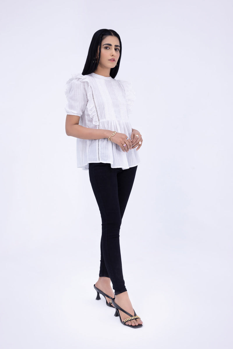Ruffled Embroidered Top