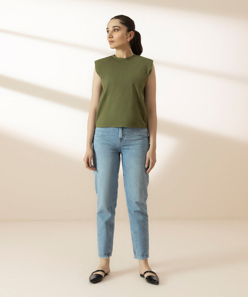 Shoulder Padded T-shirt