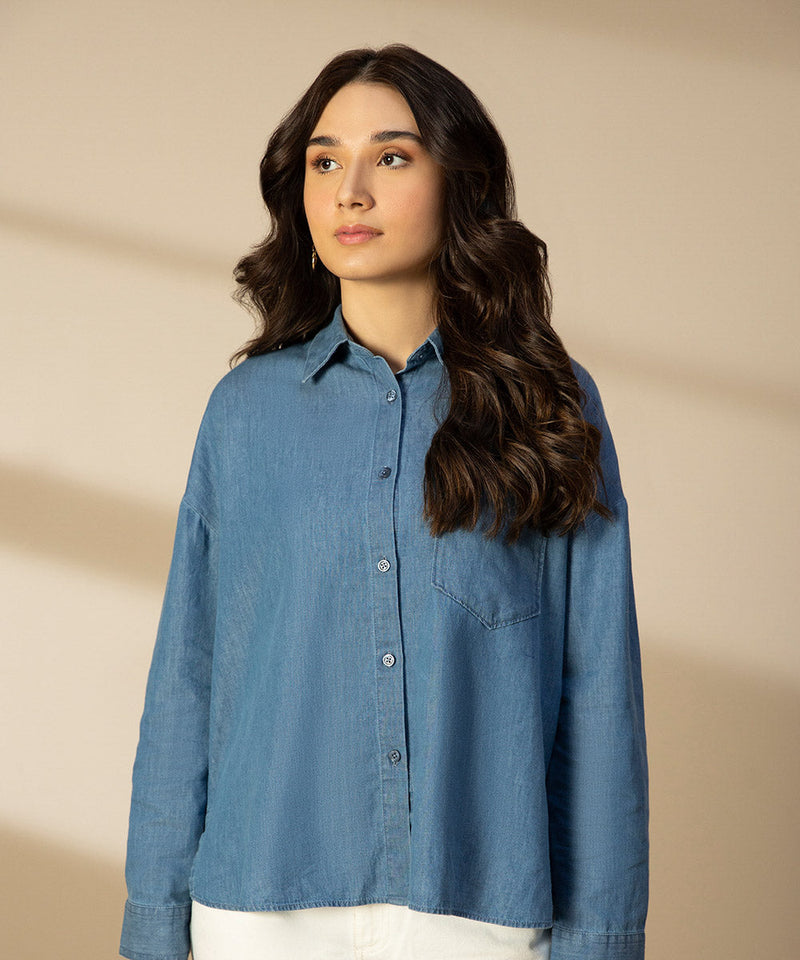 Denim Button Through Shirt