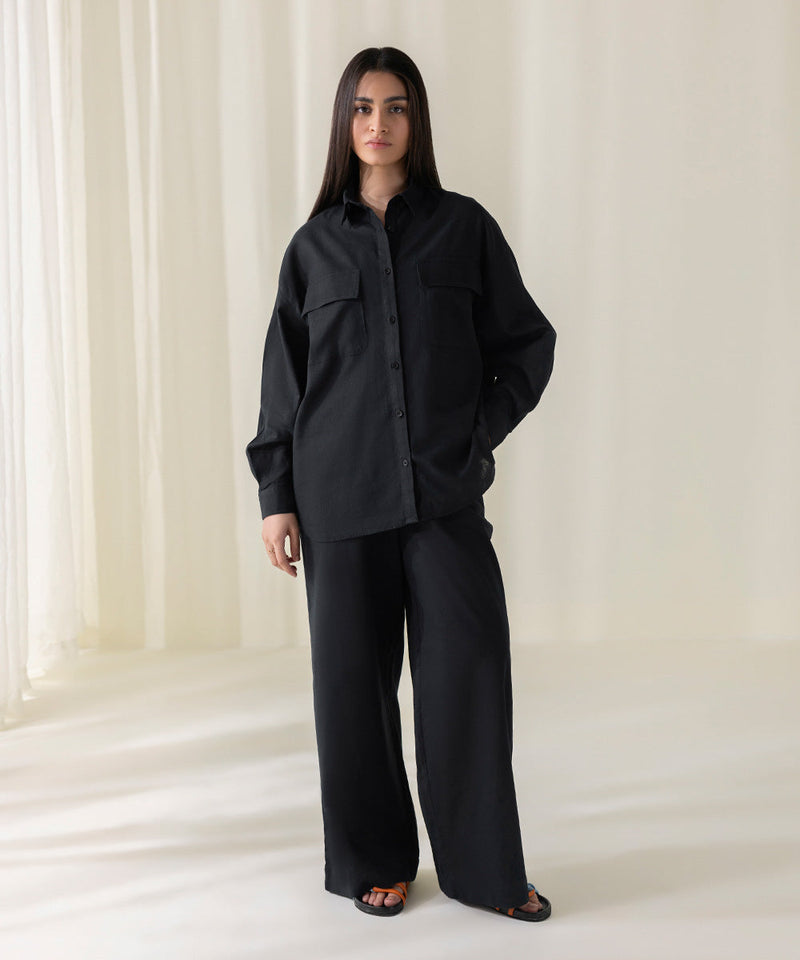 Oversized Linen Shirt with Pockets