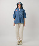 UNISEX DENIM SHIRT WITH TONAL PRINT ON POCKET