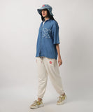 UNISEX DENIM SHIRT WITH TONAL PRINT ON POCKET